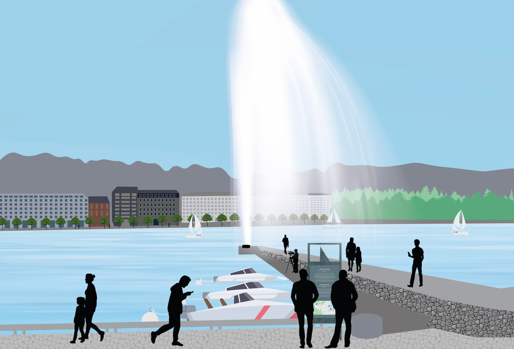 Clara Barton Communication - Signalétique Touristique Graphisme - Jet d'eau de Genève